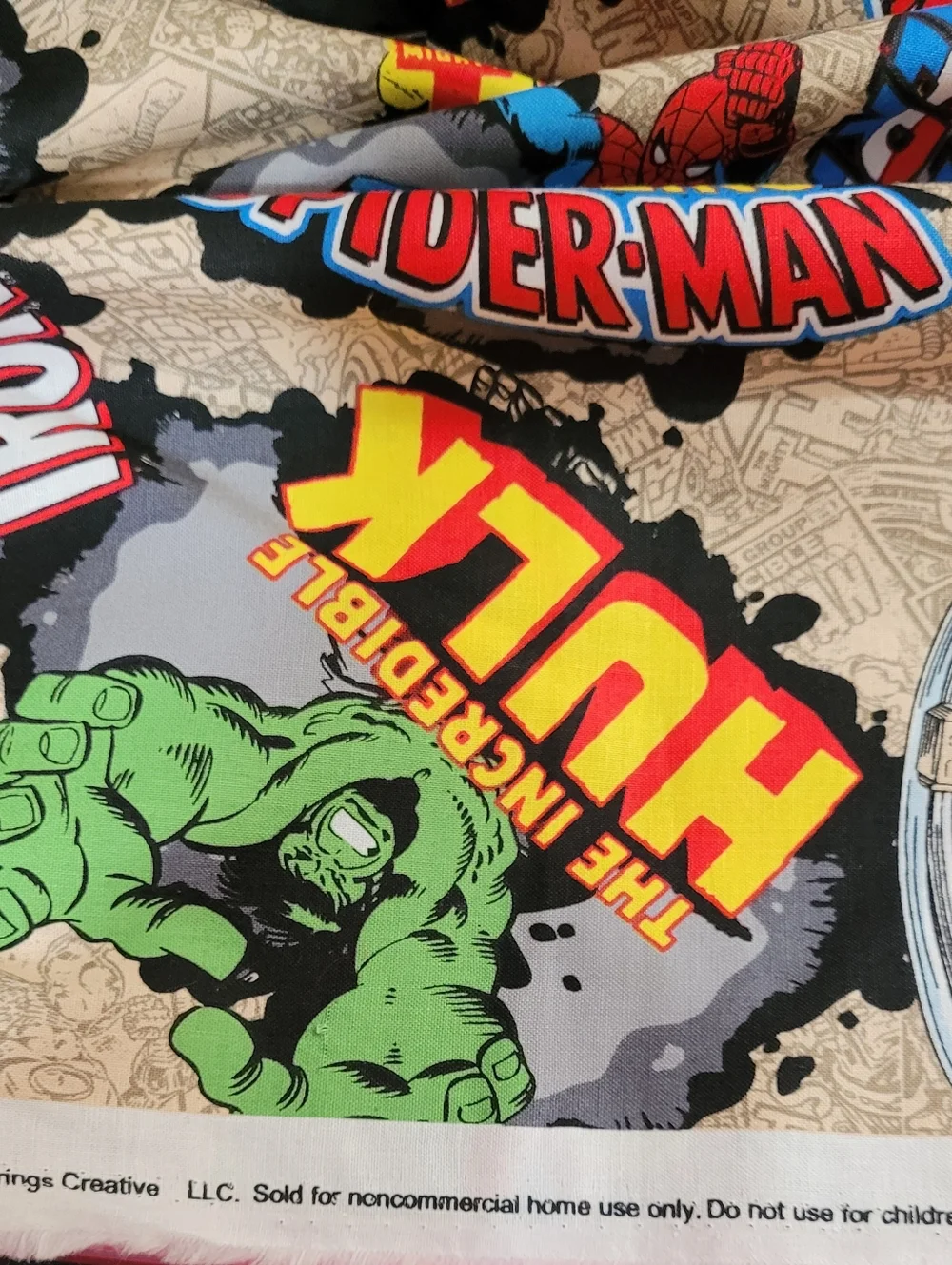 Marvel Comics Cotton Fabric Iron Man Captain America Thor Hulk Spider Man(0671)